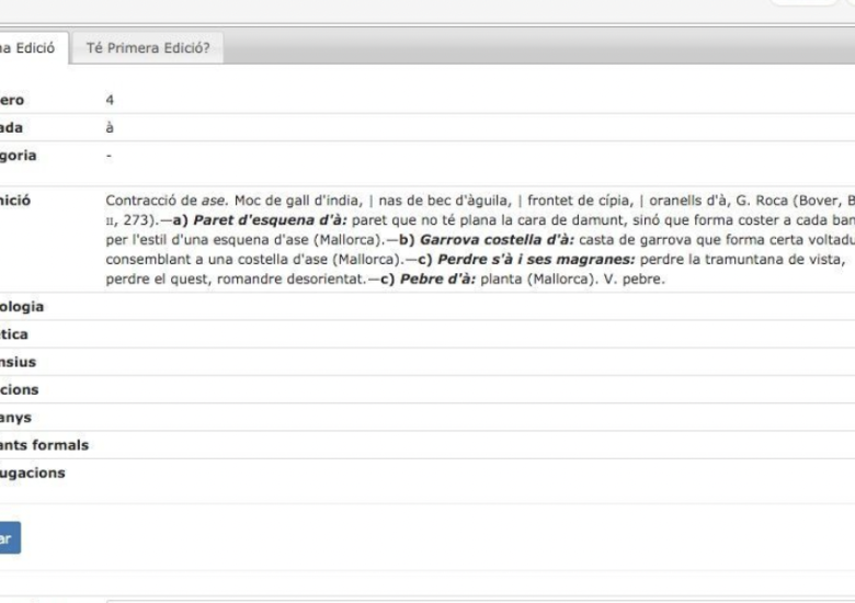 Projecte DCVB. Diccionari 2.0